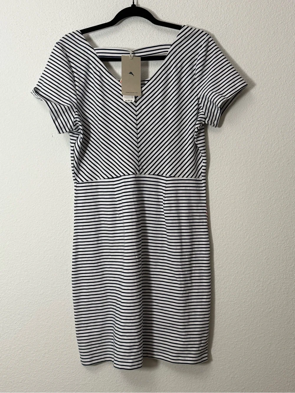 Tommy Bahama NWT Striped Tropical Floral T-Shirt Dress Medium Coastal Resort